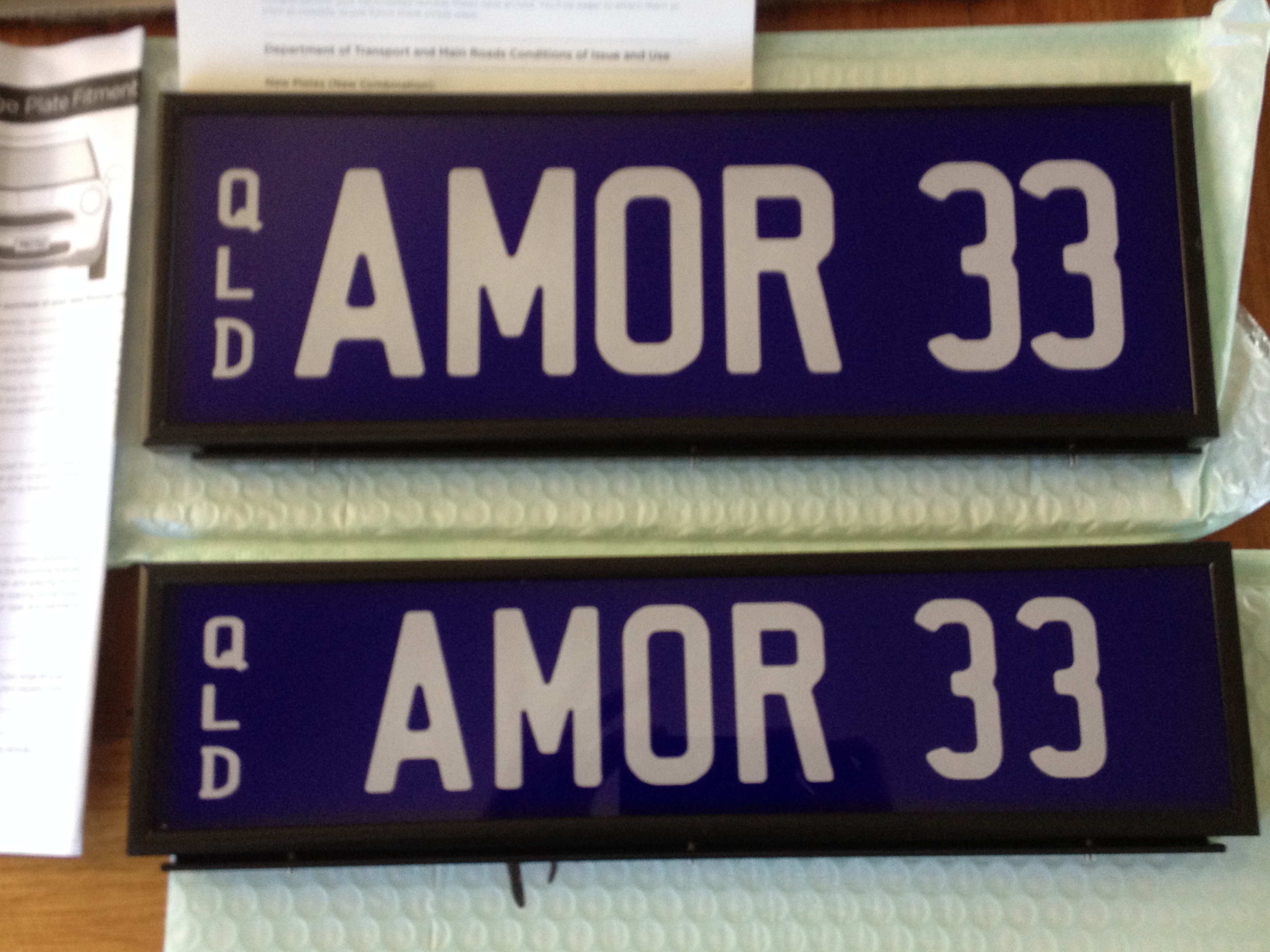 AMOR33  - Personalised Prestige Plates Brand New