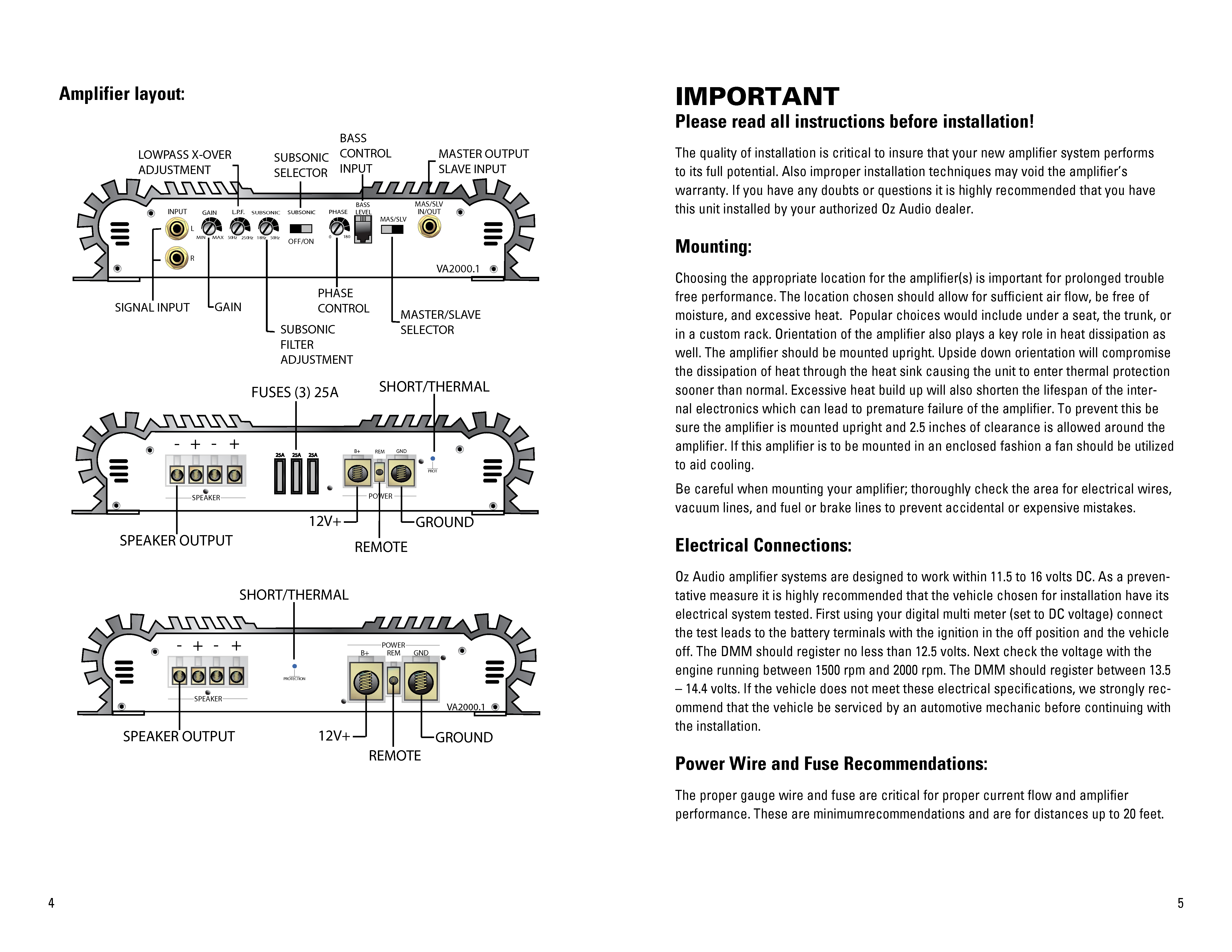 OZ Audio Va50.4 2 To 4 Chanel High Current Competition Winning ◗◄