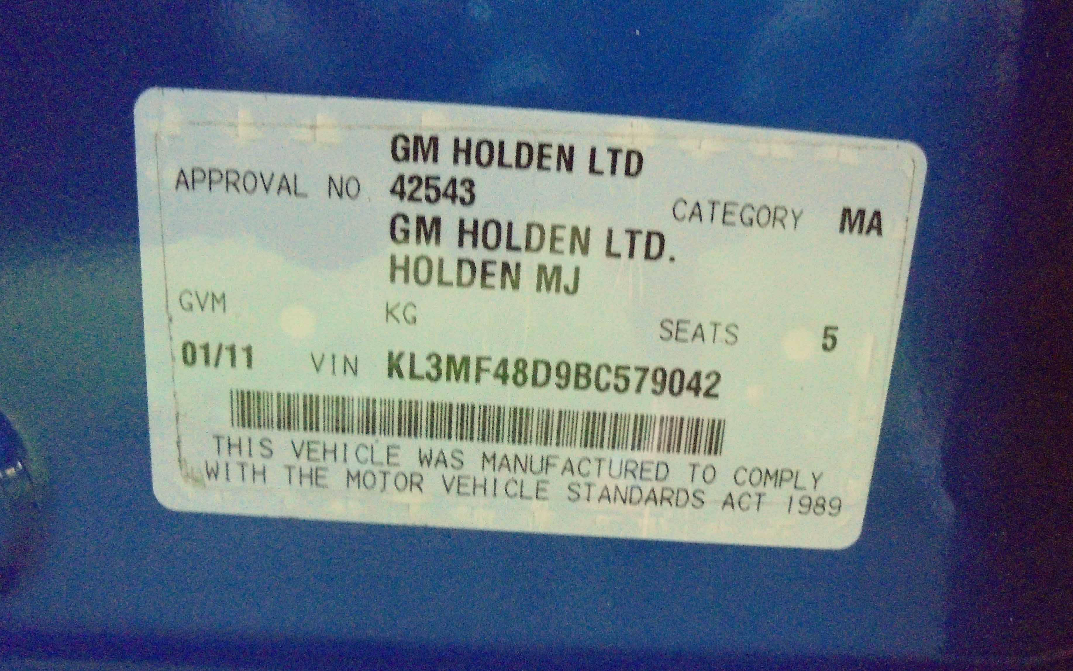 2011 Holden Barina Spark CD MJ