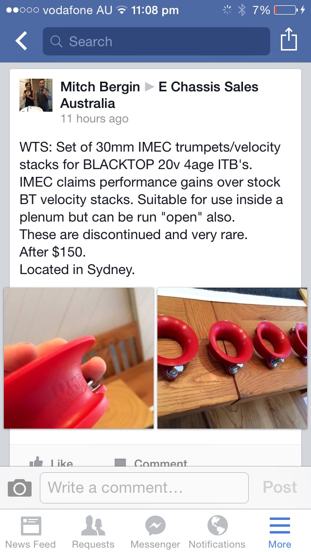 IMEC Trumpets For KE70 4AGE Black TOP