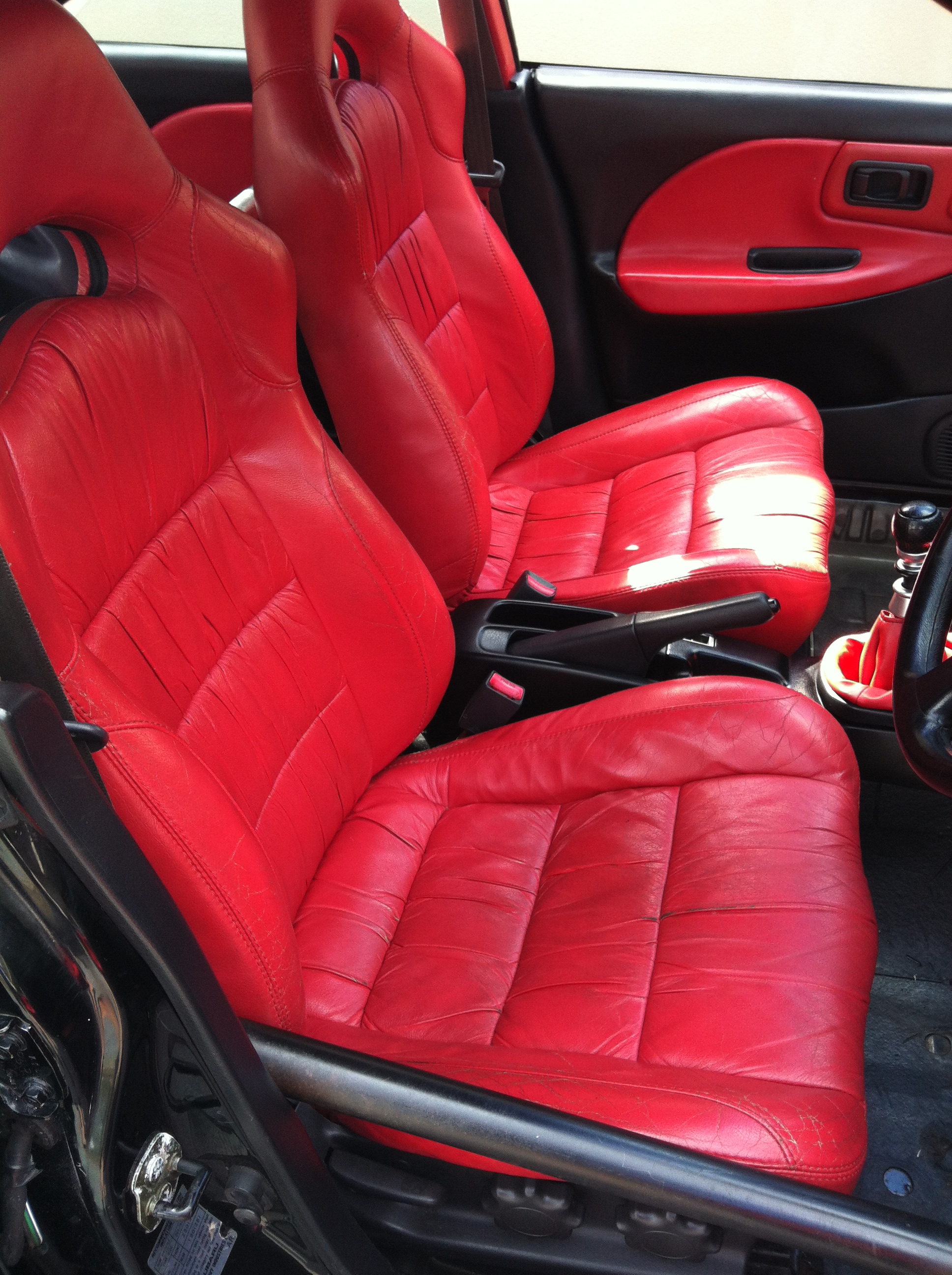Subaru Impreza GC8 WRX STI V5 Recaro Bucket Seats In Red Leather