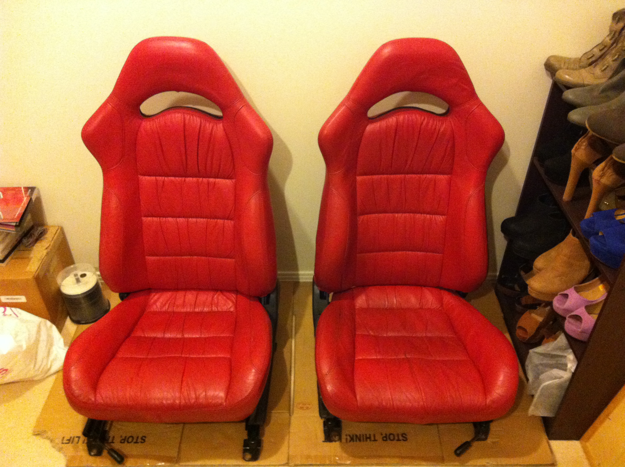 Subaru Impreza GC8 WRX STI V5 Recaro Bucket Seats In Red Leather