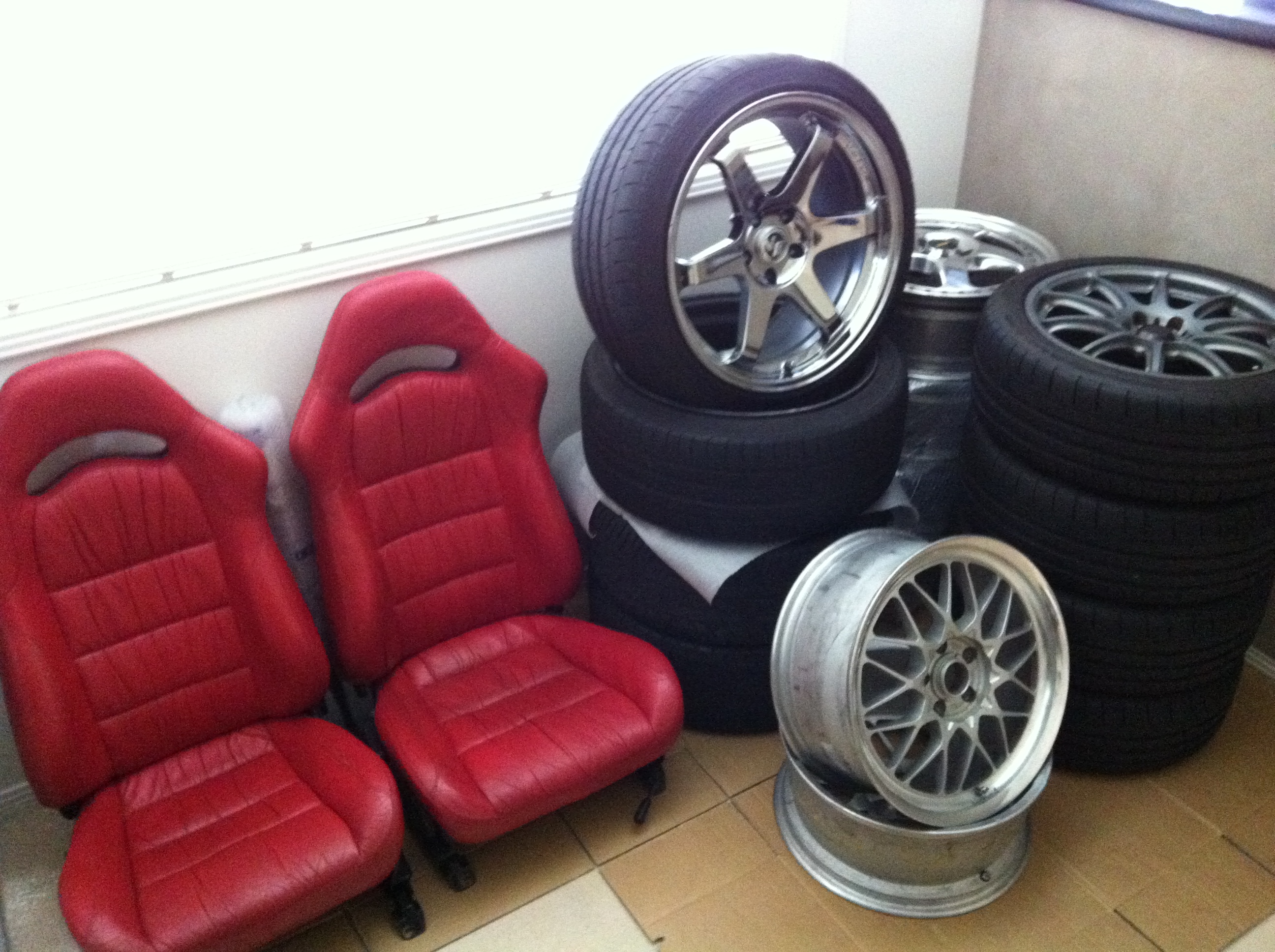 Subaru Impreza GC8 WRX STI V5 Recaro Bucket Seats In Red Leather